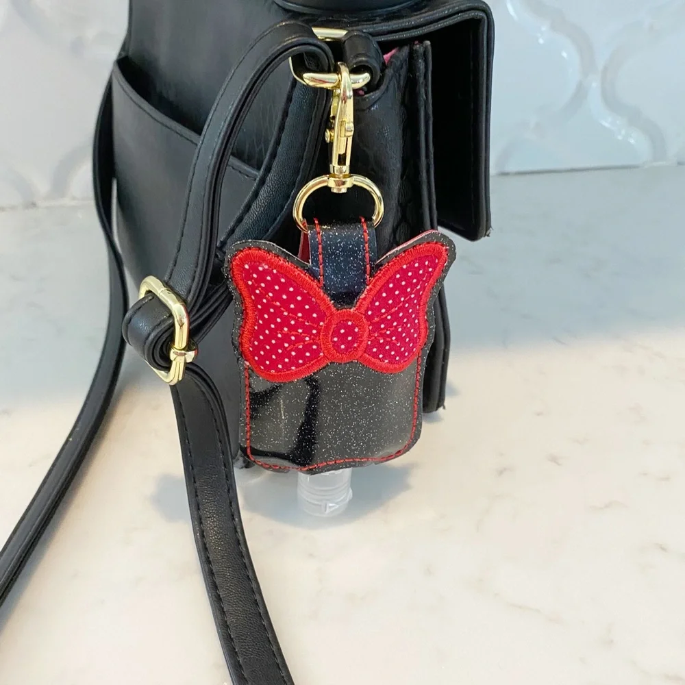 Minnie Mouse Bow Hand Sanitizer Holder Clip On Red Black